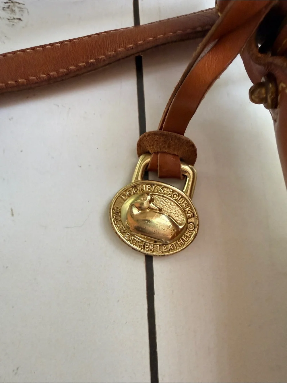 Dooney & Bourke | Vintage Cream & Tan All-Weather Pebbled Leather Shoulder Bag
